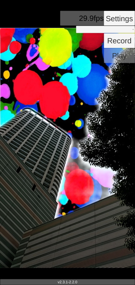 Segmentation output showing a skyline with the sky replaced by artistic