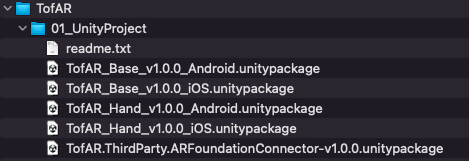 Screenshot of the ToF AR package file layout